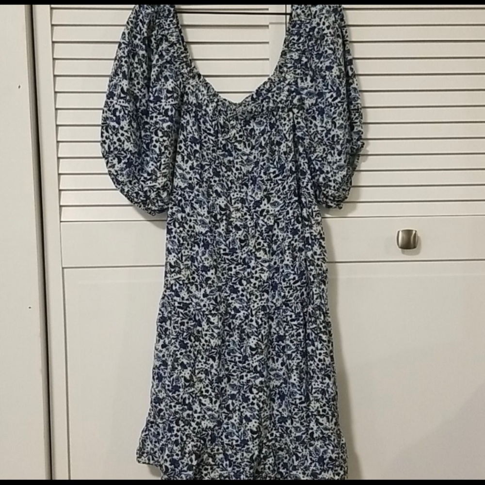 Wild Fable Blue Floral babydoll mini dress M NWT - Picture 7 of 16